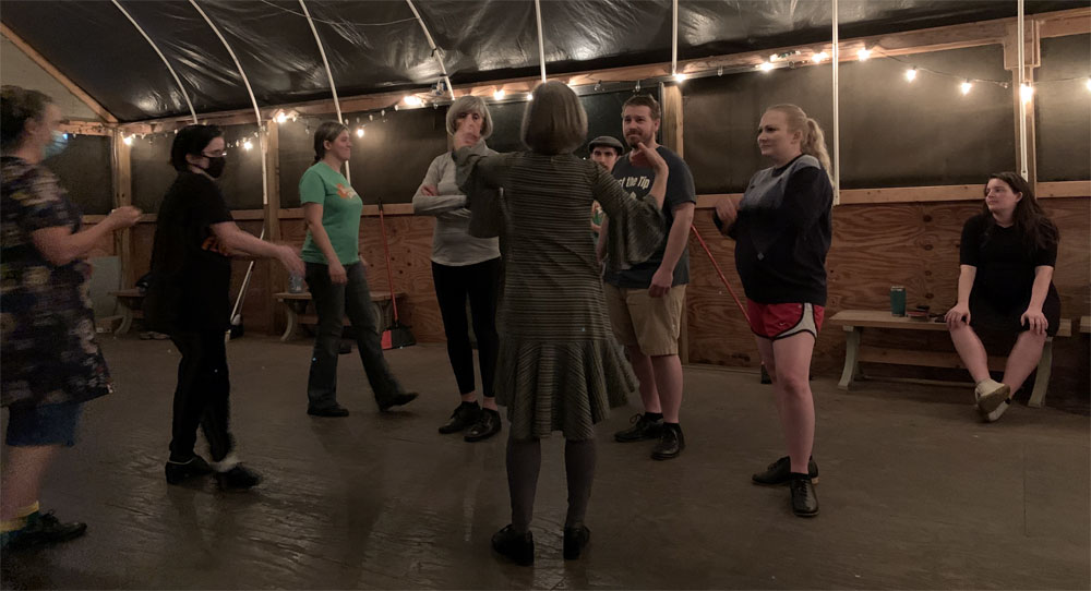 With rapt attention, Inisheer Irish Dancers learn and refine new steps and whole dances taught by director Piper Call at Mike & Norma’s dance barn in Gainesville, FL on 18 January 2023.